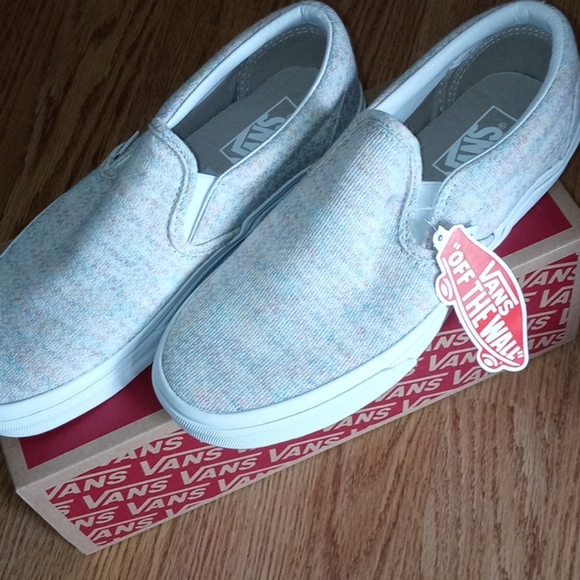vans rainbow jersey slip on